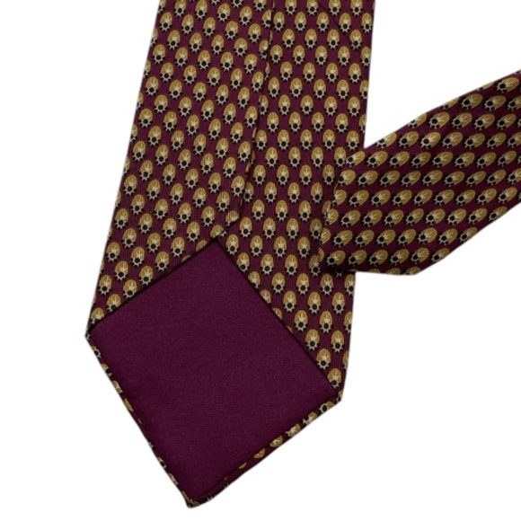 HERMÈS 820 EA Burgundy Art Silk LUXURY Tie FRANCE - Picture 5 of 5